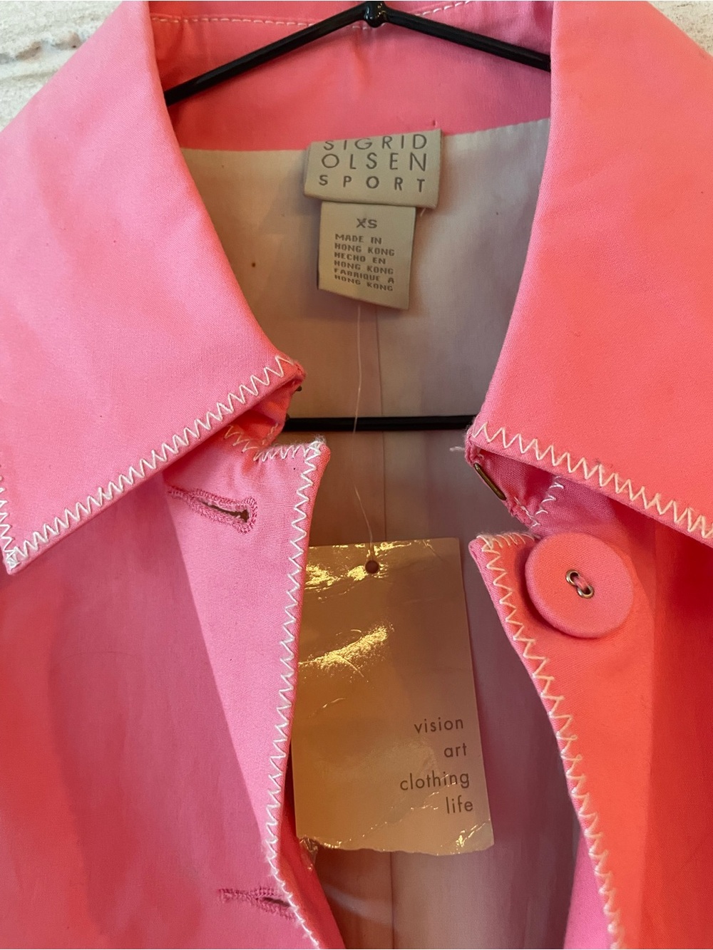 Sigrid Olsen Sport Pink Belted Trench Coat XS Y2K - Picture 3 of 8